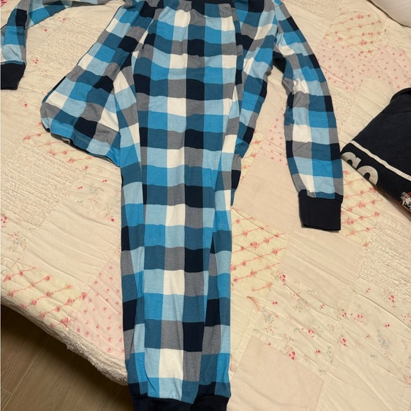 Blue and White Plaid Long Sleeve pajama set - Picture 2 of 3